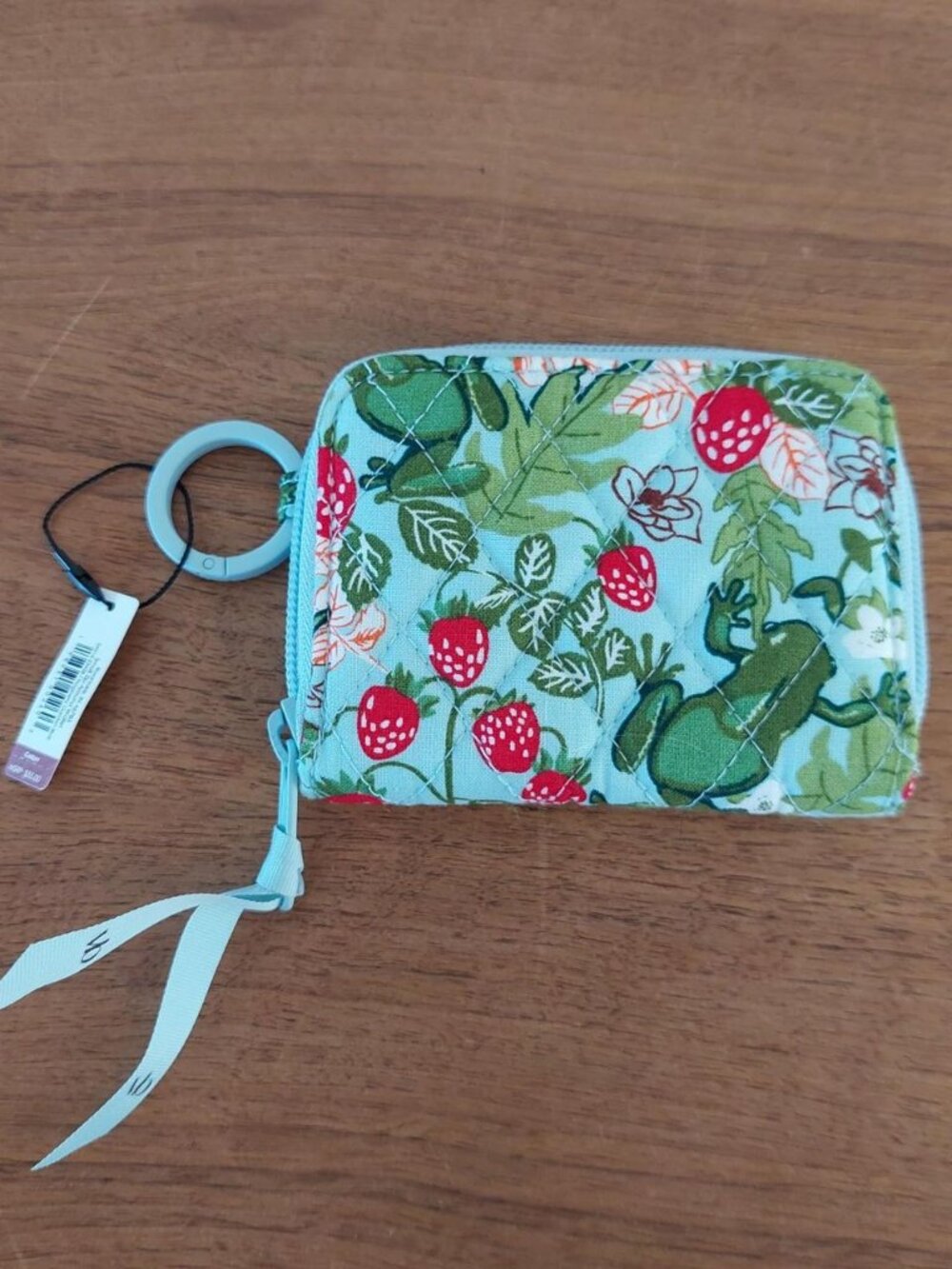 vera bradley frogberry garden wallet Strawberry and frog print purse with green